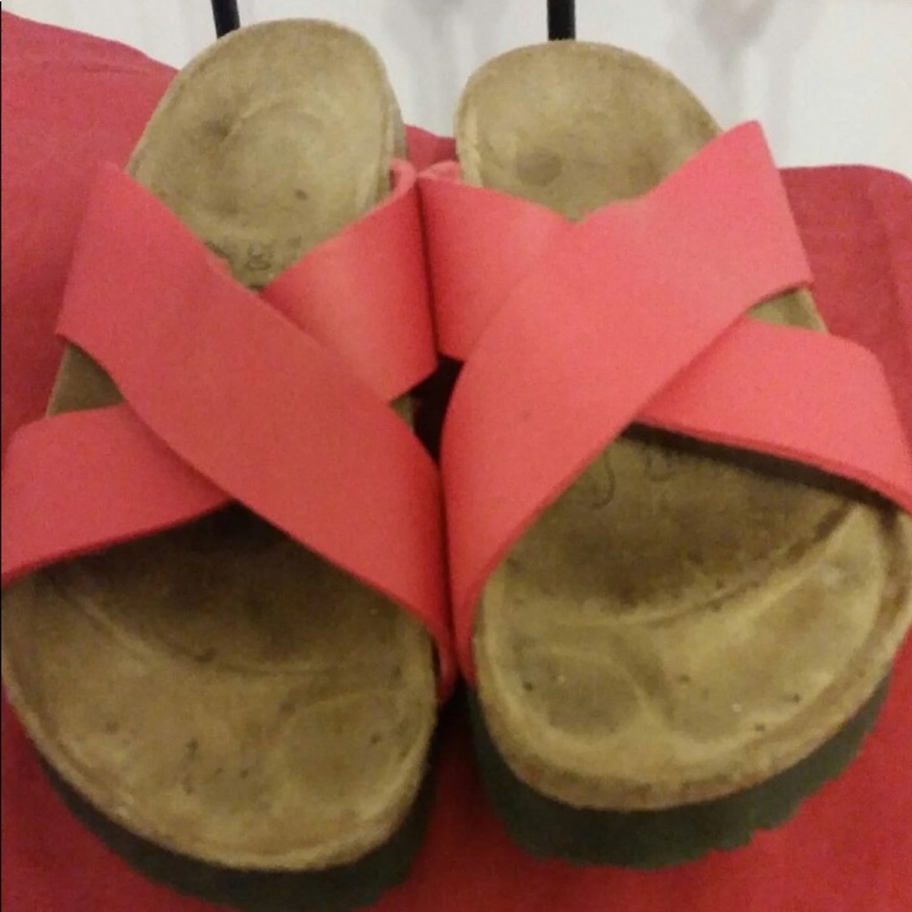Red Birkenstock Sandals Size 8
